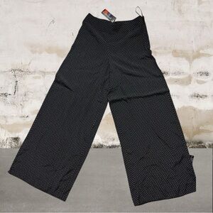 Wide Leg Polka Dot Pants - Black